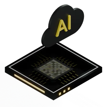 Processador de arquitetura de chip de nuvem ai  3D Icon