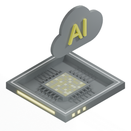 Processador de arquitetura de chip de nuvem ai  3D Icon