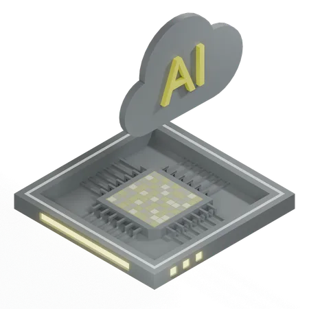 Processador de arquitetura de chip de nuvem ai  3D Icon