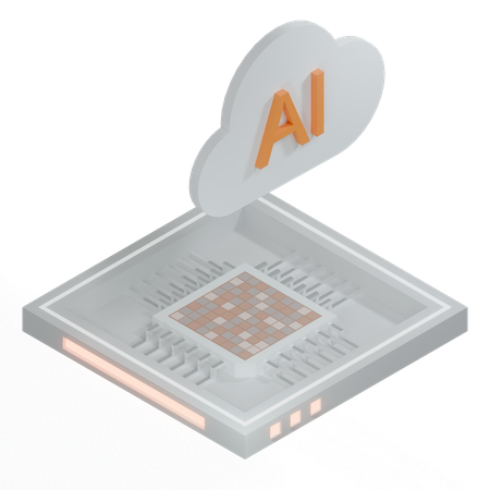 Processador de arquitetura de chip de nuvem ai  3D Icon