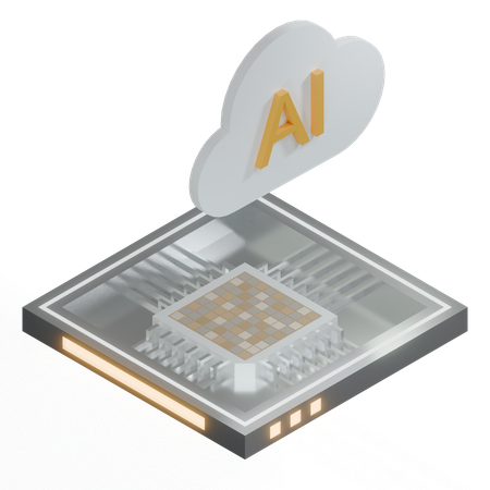 Processador de arquitetura de chip de nuvem ai  3D Icon