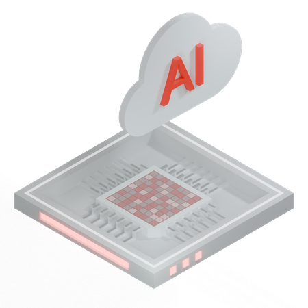 Processador de arquitetura de chip de nuvem ai  3D Icon