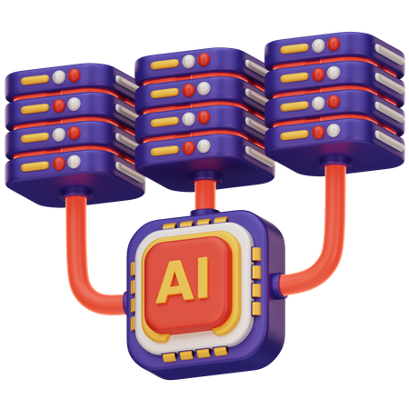 Processamento de banco de dados de IA  3D Icon