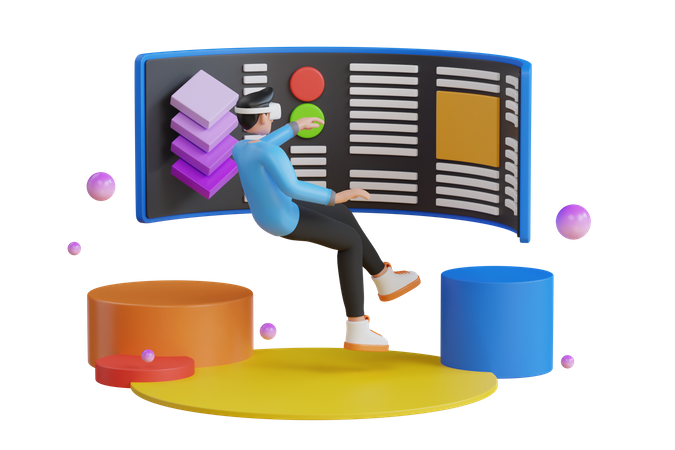 Processus de développement de la réalité virtuelle  3D Icon