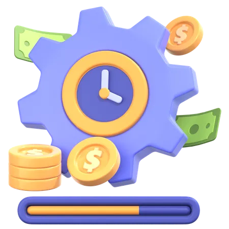 Processus de paiement avec signe de traitement des engrenages  3D Icon