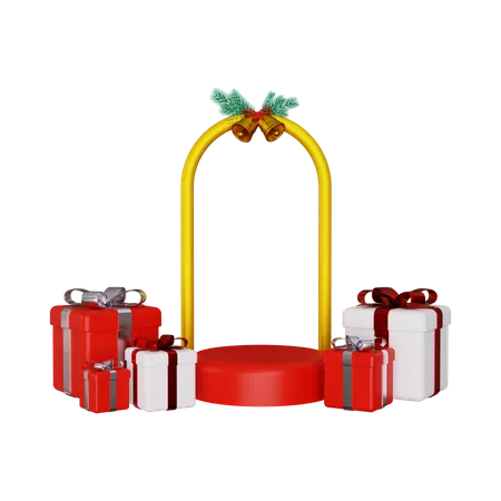 Product display podium scene for Christmas  3D Illustration