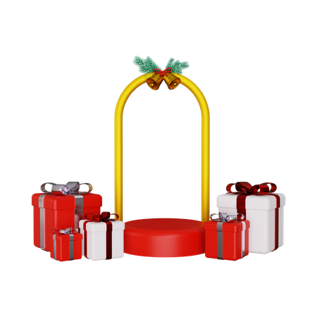 Product display podium scene for Christmas 3D Illustration