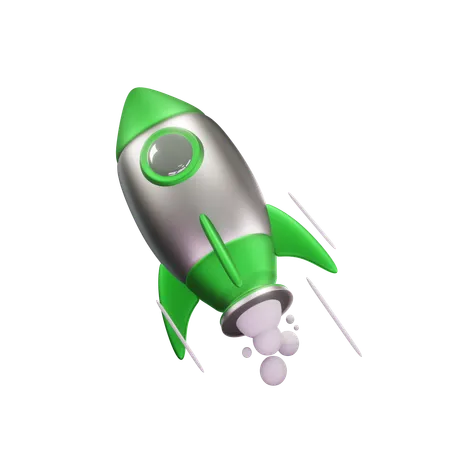 Flying Green Rocket 3D Icon