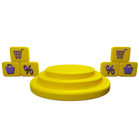 Product podium with discount 3D Icon