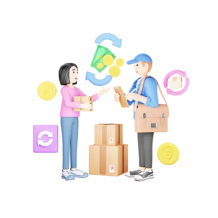 Product return service  3D Illustration