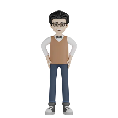 Profesor de pie  3D Illustration