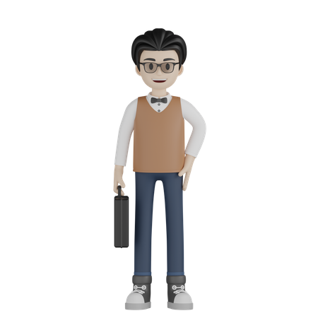 Profesor de pie  3D Illustration