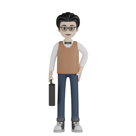 Profesor de pie  3D Illustration