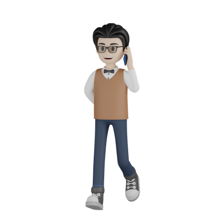 Profesor hablando por telefono  3D Illustration