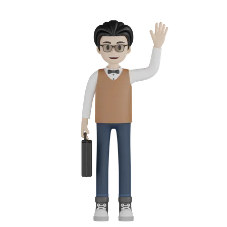 Profesor saluda  3D Illustration