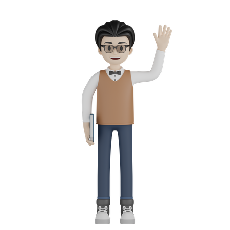 Profesor saluda  3D Illustration