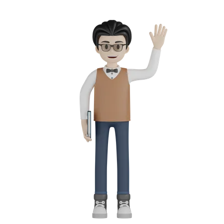 Profesor saluda  3D Illustration