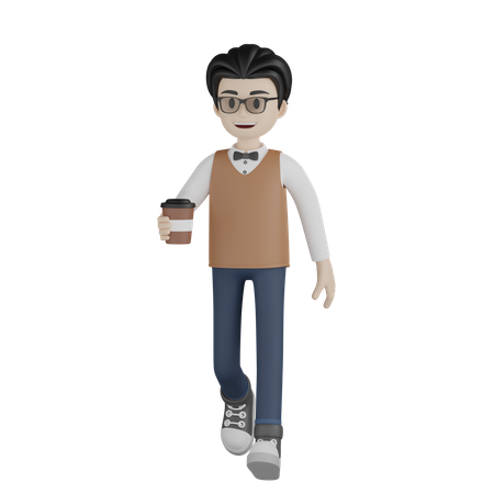 Profesor sosteniendo café  3D Illustration