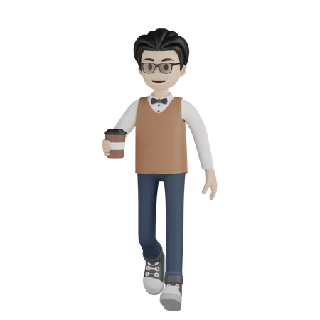 Profesor sosteniendo café  3D Illustration