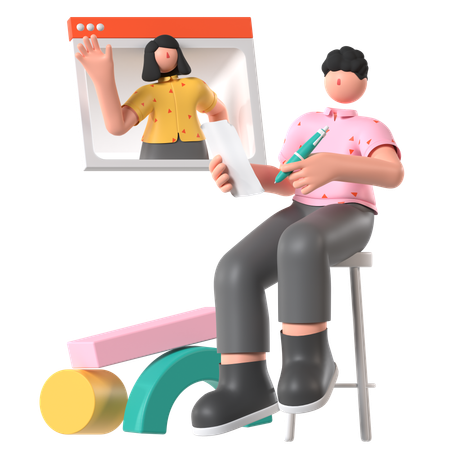 Profesor tomando clases en línea  3D Icon