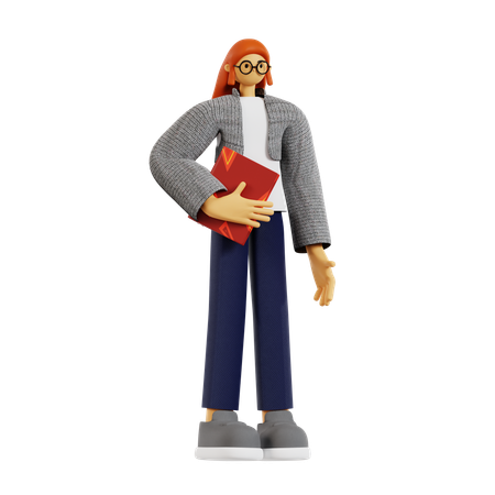 Professeur tenant un livre  3D Illustration