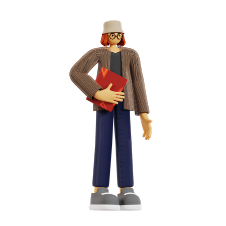 Professeur tenant un livre  3D Illustration