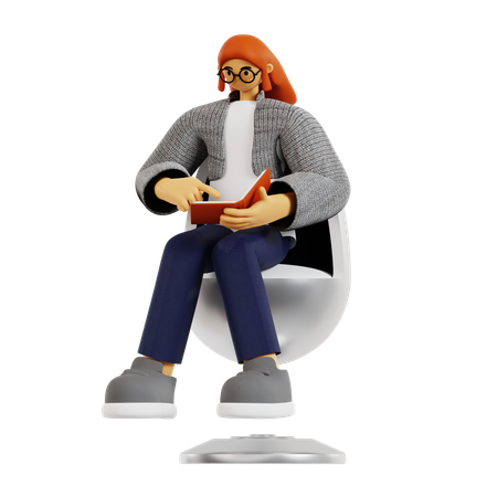 Professeur lisant un livre en position debout  3D Illustration