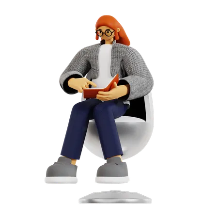 Professeur lisant un livre en position debout  3D Illustration