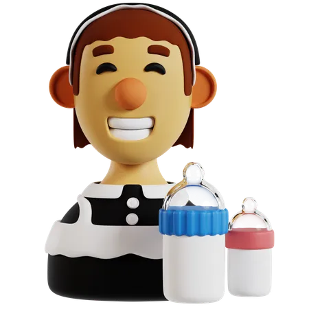 Professional Baby Sitter Avatar  3D Icon