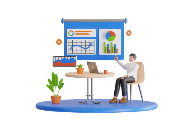 Professional Business Analyst doing Auditing  3D Icon