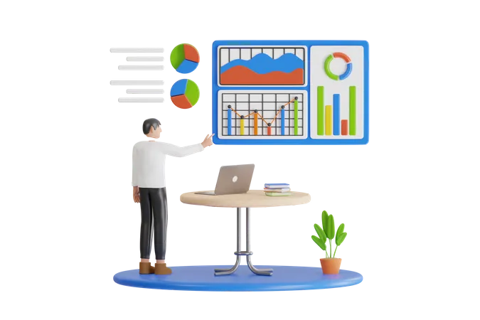 3 D Illustration Of Professional Business Analyst Auditing And Financial Analysis Tools For Data Analysis Statistical Or Financial Analytics 3D Illustration