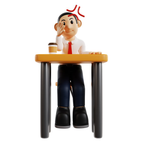 Professional Businessman At Desk  3D Illustration