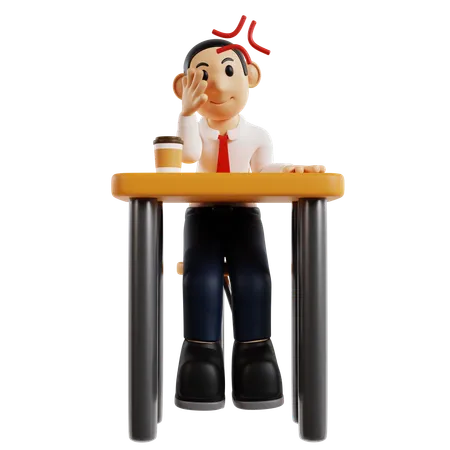 Professional Businessman At Desk  3D Illustration