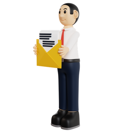 Professional Businessman With Message  3D Illustration