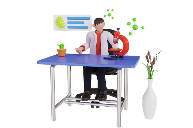 Professional scientist doing analysis in laboratory  3D Icon