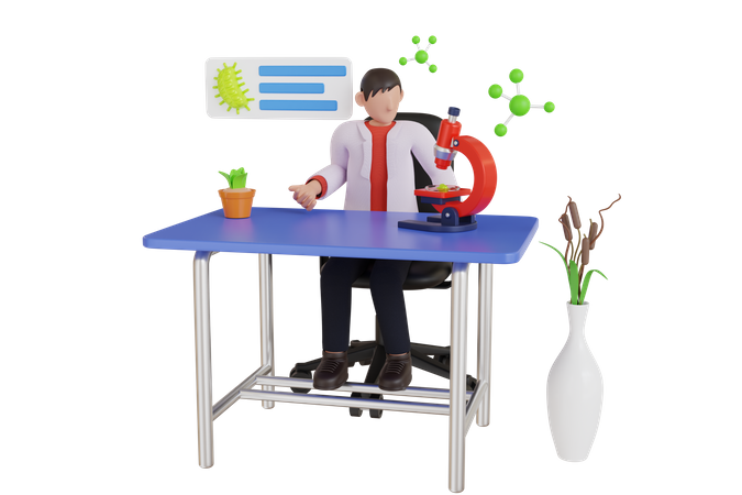 Professional scientist doing analysis in laboratory  3D Illustration