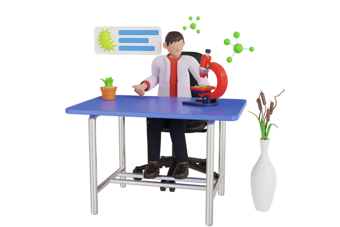 Professional scientist doing analysis in laboratory  3D Illustration