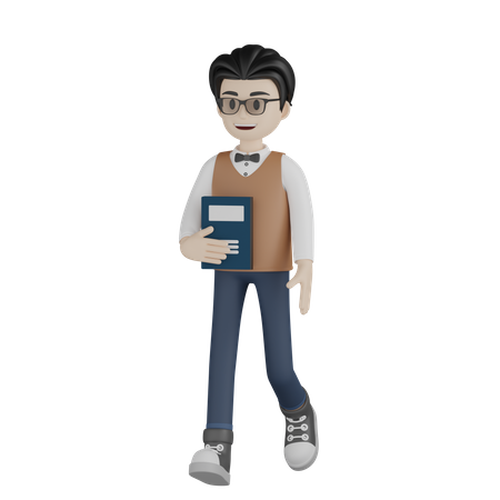 Professor masculino andando  3D Illustration