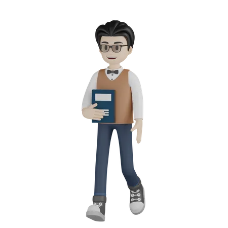 Professor masculino andando  3D Illustration