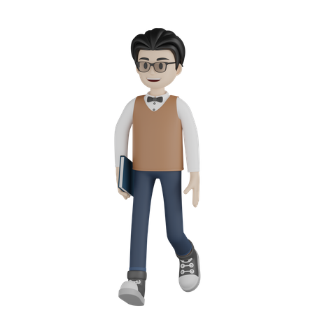 Professor masculino andando  3D Illustration