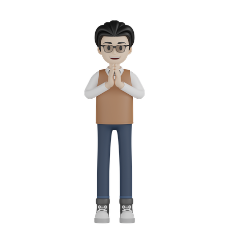 Professor masculino em pé  3D Illustration