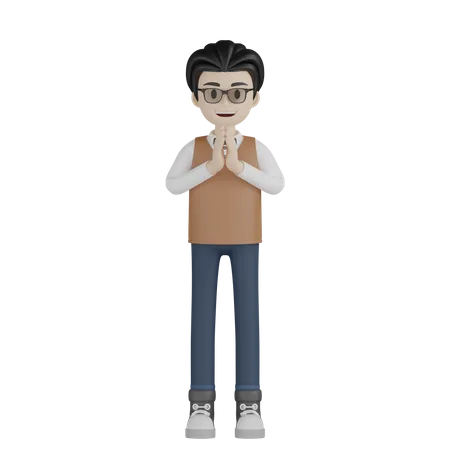 Professor masculino em pé  3D Illustration