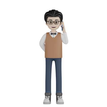 Professor falando usando celular  3D Icon