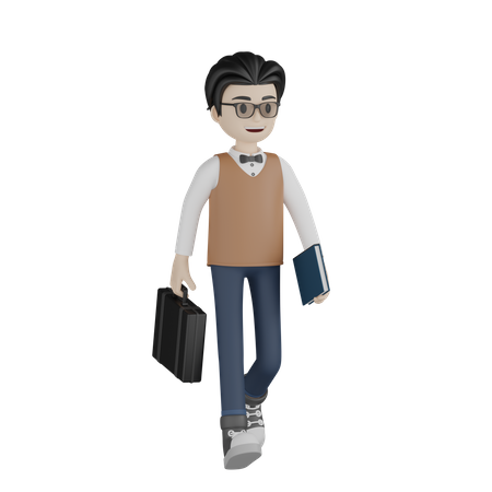 Professor Going Job  3D Illustration