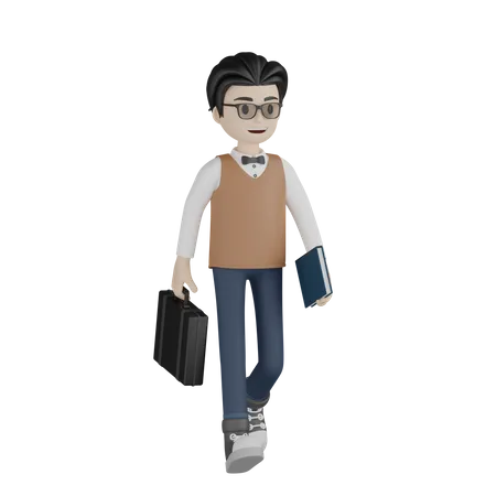 Professor Going Job  3D Illustration