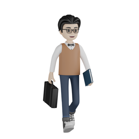 Professor Going Job 3D Illustration