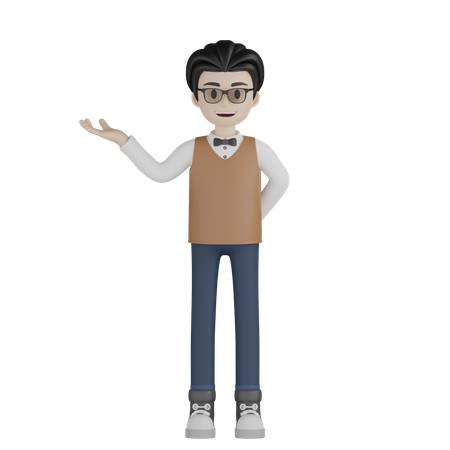 Professor masculino apresentando  3D Icon