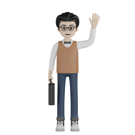 Professor masculino diz oi  3D Icon
