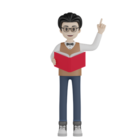 Professor masculino explicando 3D Icon