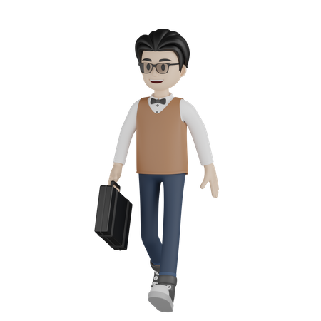 Professor masculino indo para a escola  3D Icon